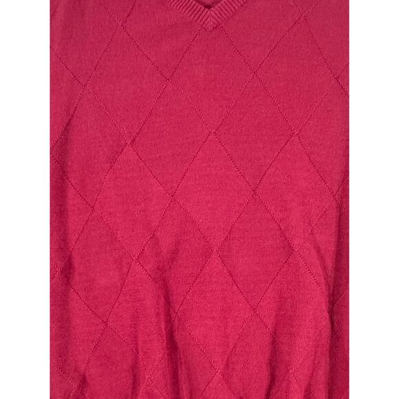 Alan Flusser Mens Pullover Sweater Vest Size XL Dark Red Burgundy Solid Argyle - Picture 5 of 9